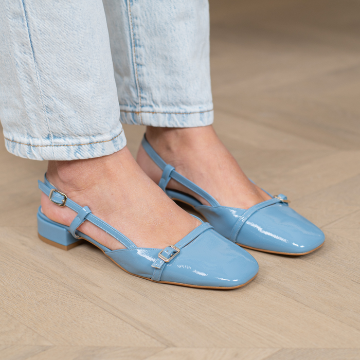 Lara Ballerina Slingback Light Blue Naplak