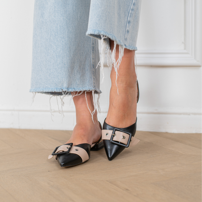 Ada Ballerina Slingback Black Beige