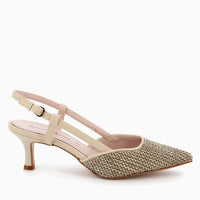 Flavia Slingback Pump Beige Raffia