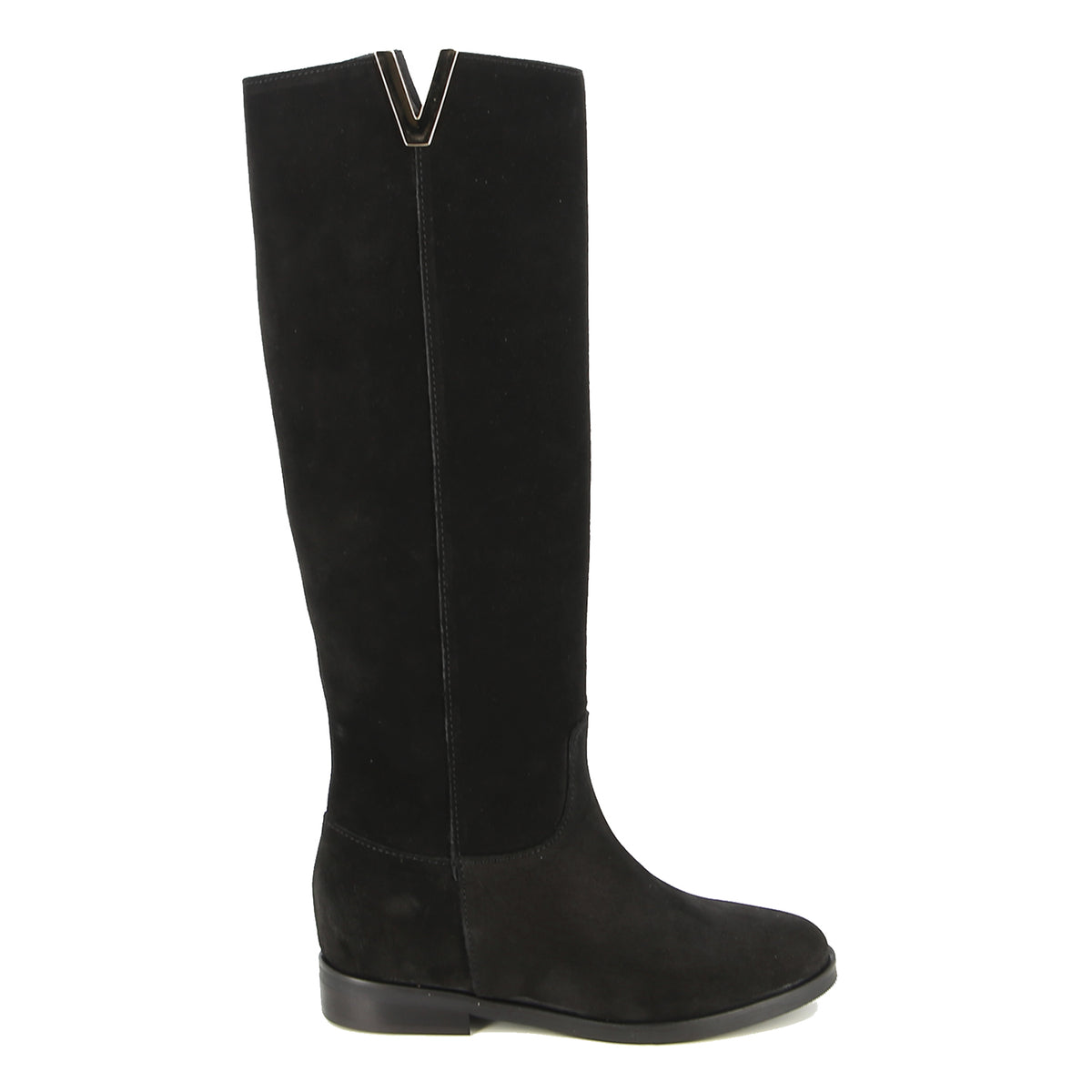 Elodie V-Oro Boot in Black Calf-Suede