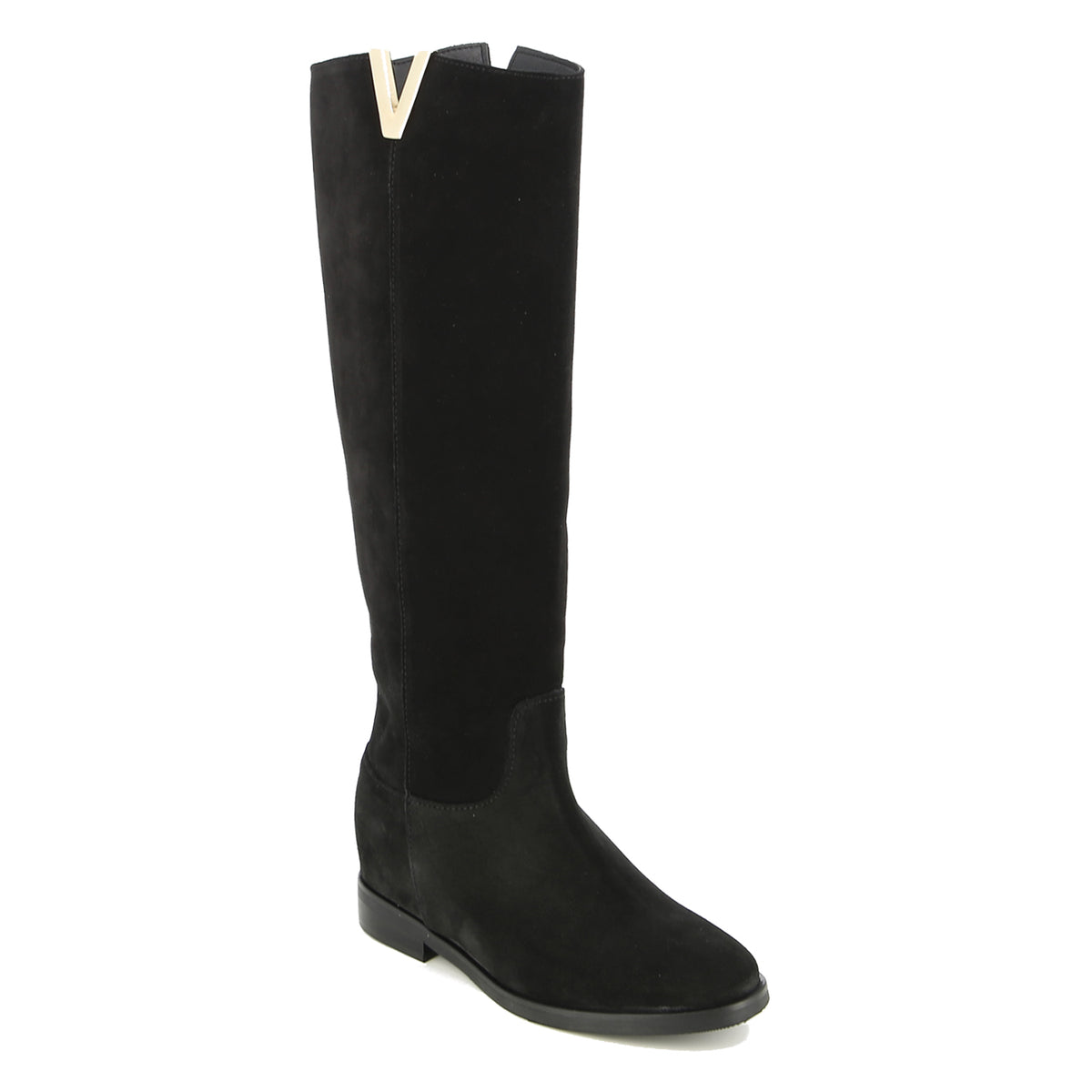 Elodie V-Oro Boot in Black Calf-Suede