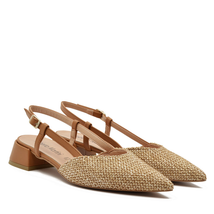 Francy Ballerina Slingback Tan Raffia