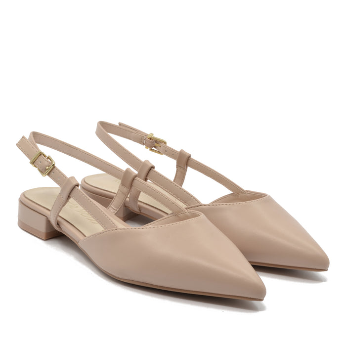Mia Décolleté Ballerina with Beige Strap