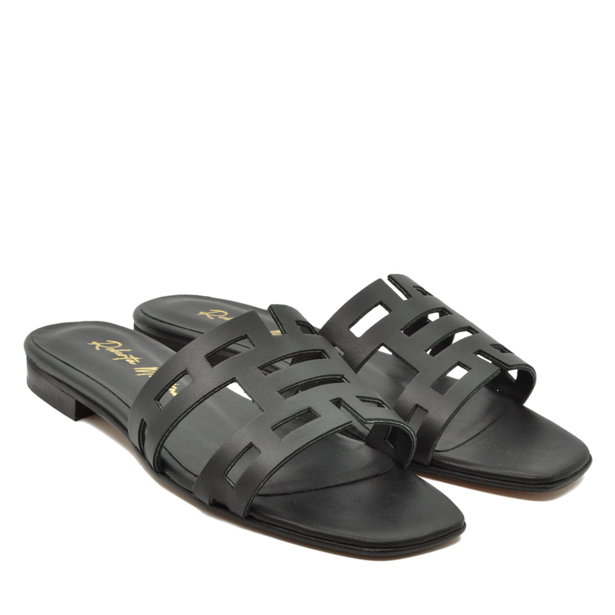 Mykonos Black Flat Sandal
