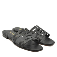 Mykonos Black Flat Sandal