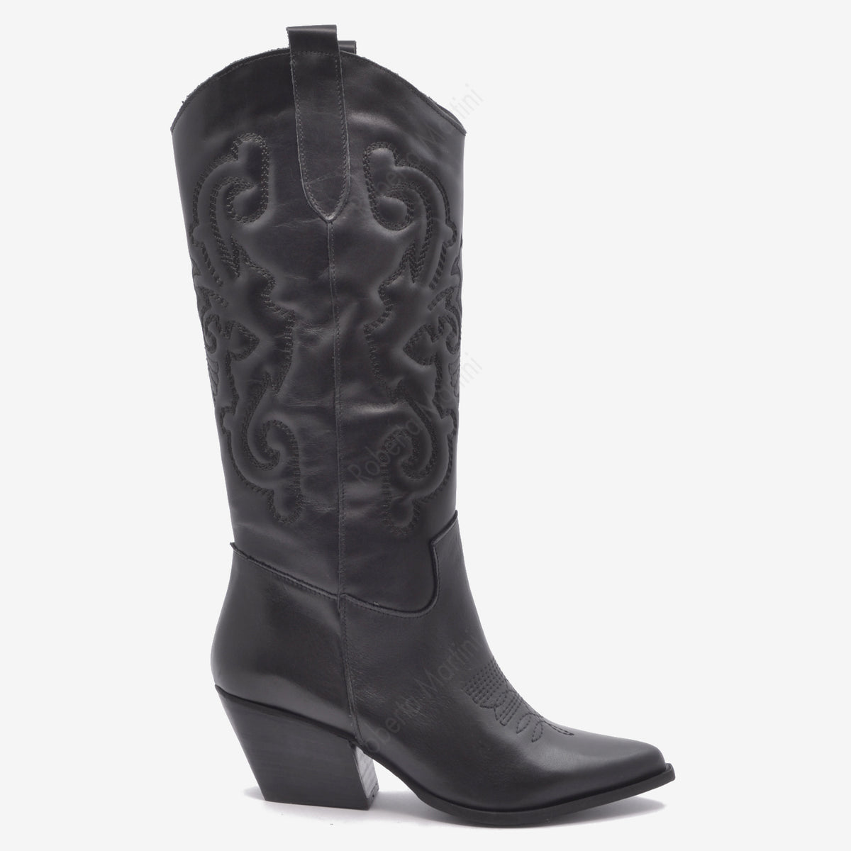 Shania Black Leather Texan Boot