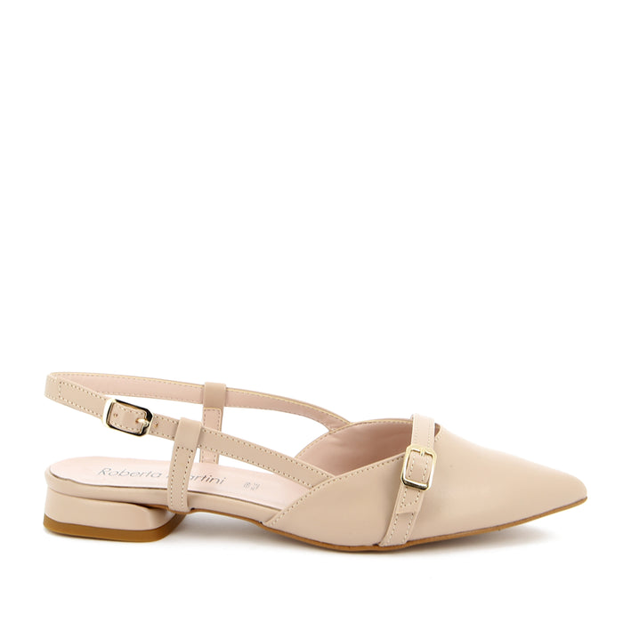 Ballerina Ginevra Décolleté con Cinturino  Beige