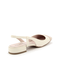 Ballerina Ines Décolleté con Cinturino Panna - Beige