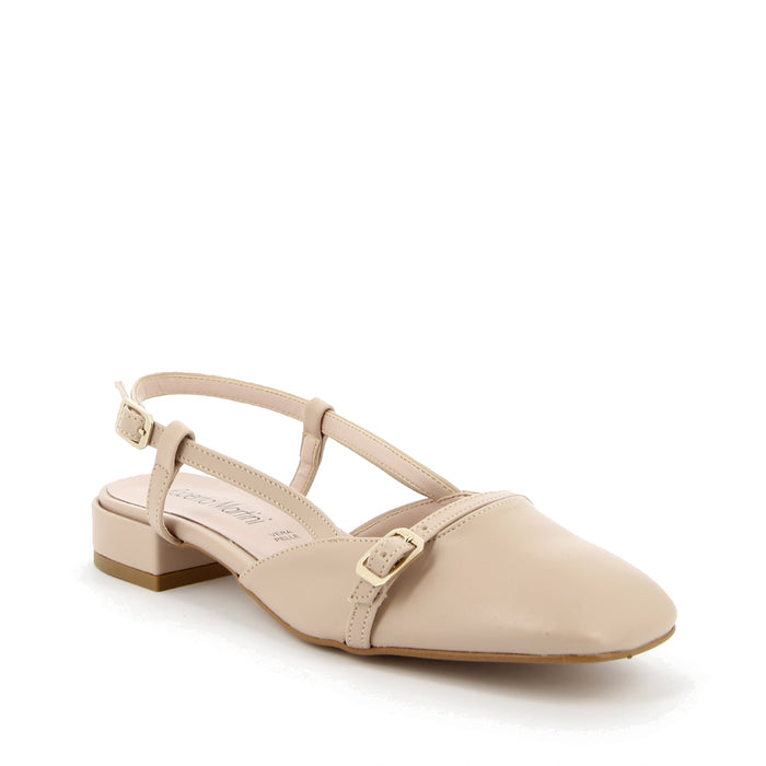 Ballerina Angy Décolleté con Cinturino  Beige