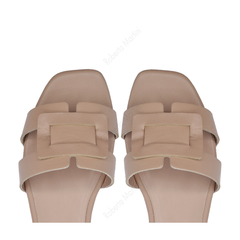 Sandalia plana Paris Piel Beige