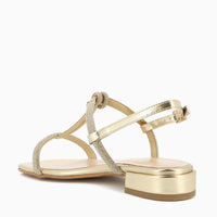 Ivana Gold Sandal with Rhinestone Straps