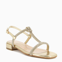Ivana Gold Sandal with Rhinestone Straps