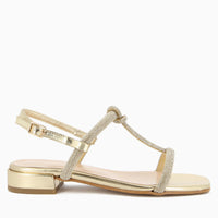 Ivana Gold Sandal with Rhinestone Straps
