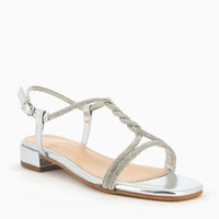 Maddy Silver Sandal with Rhinestone Straps