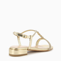 Maddy Gold Sandal with Rhinestone Straps