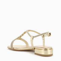 Maddy Gold Sandal with Rhinestone Straps