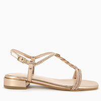 Maddy Rose Gold Sandal with Rhinestone Straps
