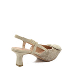 Décolleté Slingback Flavia con Cinturino Raffia Beige