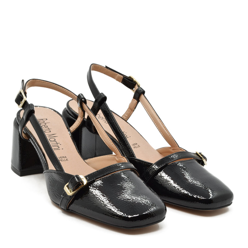 Décolleté Slingback Jane con Cinturino Nero