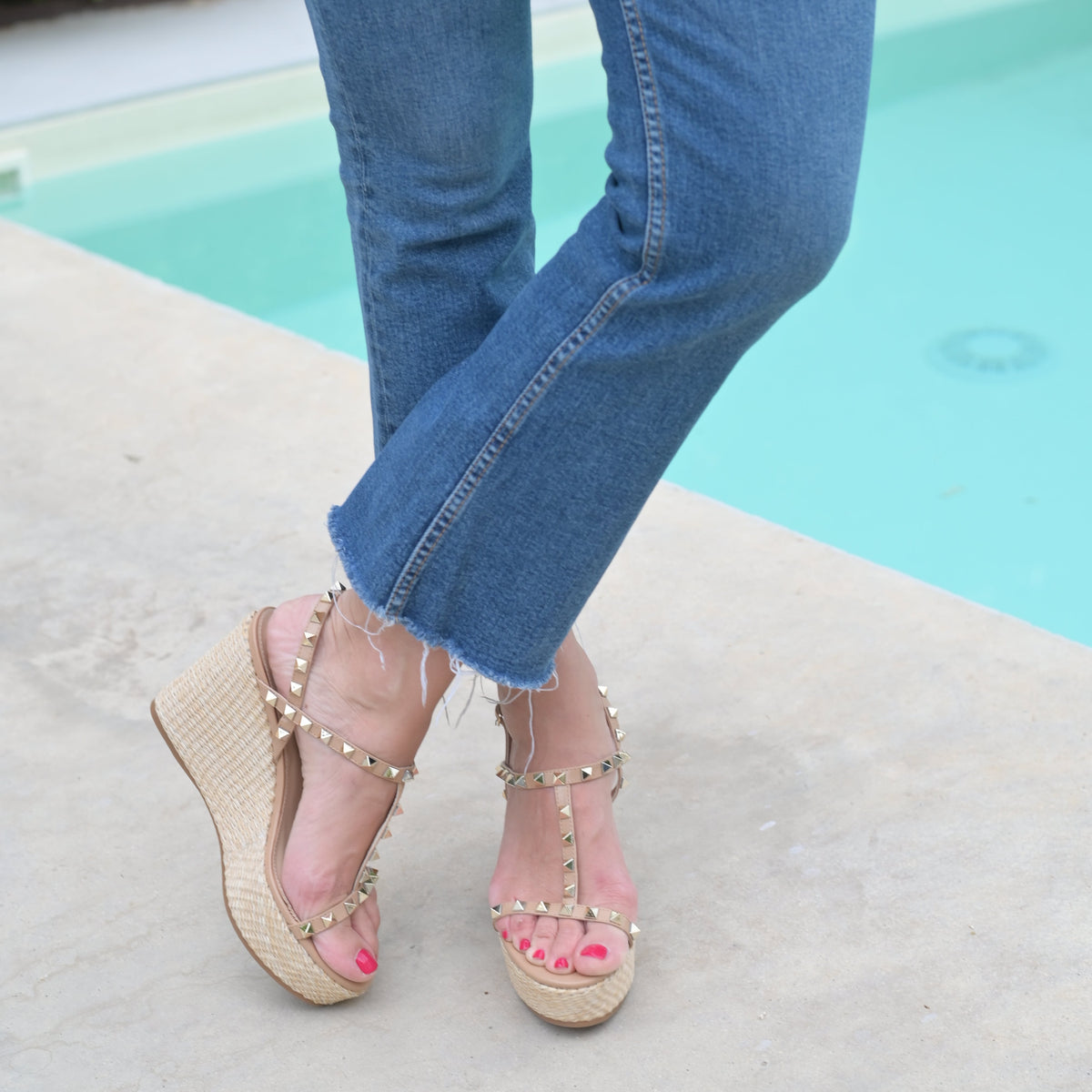 Sandalo Pamela Beige con Zeppa