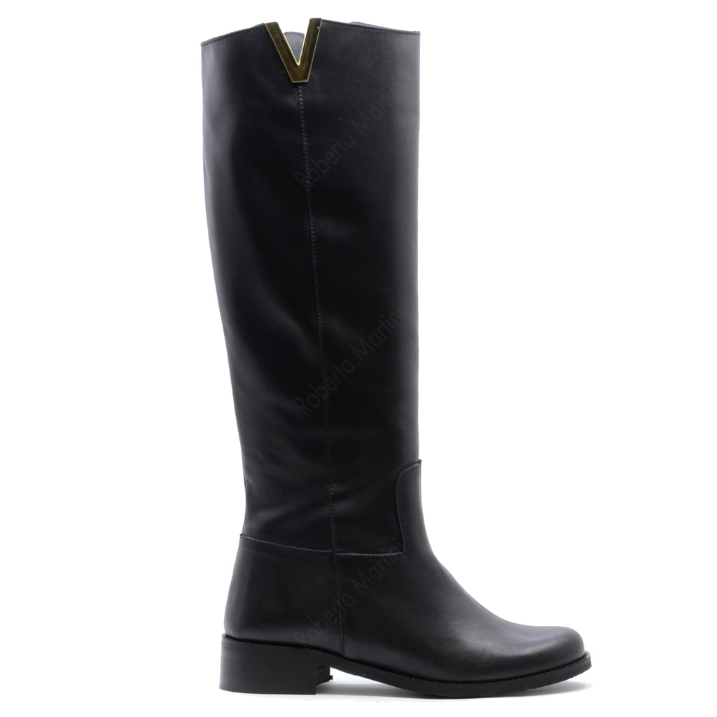 Bota Vivian Oro Accesorio Negro